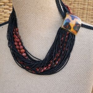 Vintage Luisa‎ Conti Boho Beaded Leopard necklace